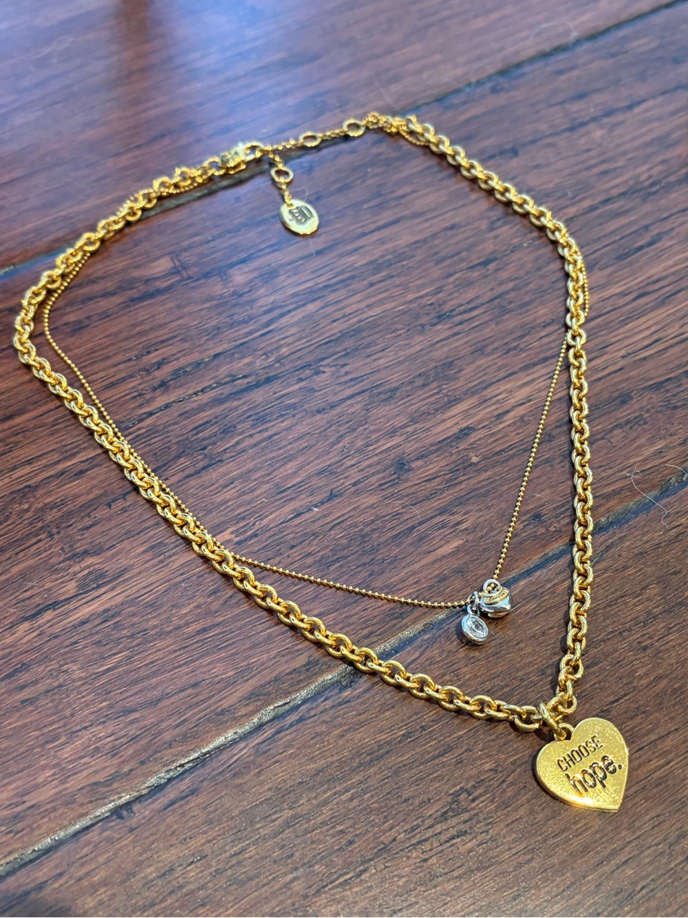 Juicy Couture Gold-Tone Double Layer Necklace with Heart Pendant